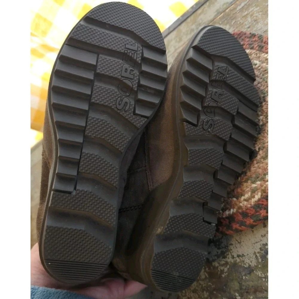 Sorel‎ Evie Women's Size 6 Grey Wedge Pull-on Suede Booties
